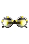 Rad + Refined Suns Out Buns Out Round Sunglasses In Yellow/ Green Mirrored