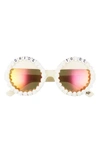 Rad + Refined Bride To Be Round Sunglasses In White/ Orange Mirrored