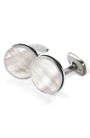 M-clipr Stainless Steel Cuff Links In Stainless Steel/ White Pearl