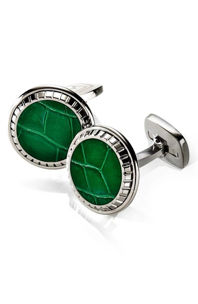 M-clipr Alligator Cuff Links In Green