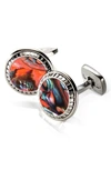 M-clipr Abalone Cuff Links In Orange