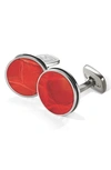 M-clipr M-clip(r) Alligator Cuff Links In Stainless Steel/ Red