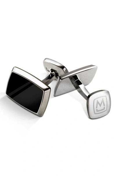 M-clipr Enamel Cuff Links In Stainless Steel/ Black