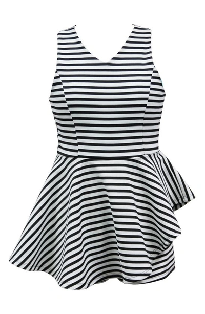 Ava & Yelly Kids' Textured Stripe Romper In Black