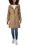 Cole Haan Signature Back Bow Packable Hooded Raincoat In Champagne