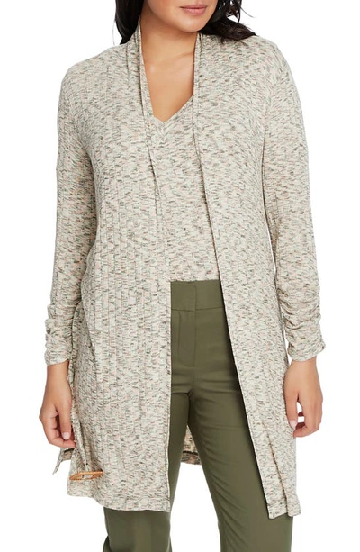 Chaus Jaspé Ribbed Belted Long Cardigan In Exotic Palm