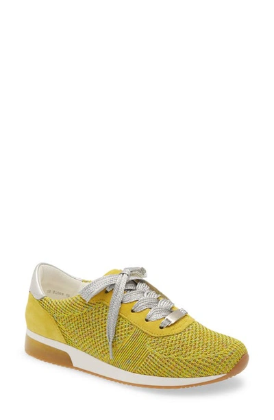 Ara Leigh Shimmer Sneaker In Yellow Fabric