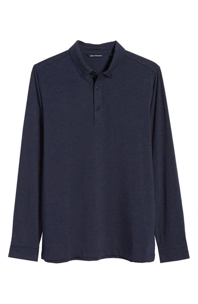 Cutter & Buck Advantage Drytec Long Sleeve Performance Polo In Liberty Navy Heather