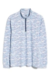 Cutter & Buck Traverse Camo Print Quarter Zip Performance Pullover In Indigo