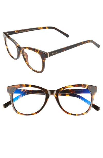 Diff Carina 49mm Blue Light Blocking Optical Glasses In Dark Tortoise/ Blue Light