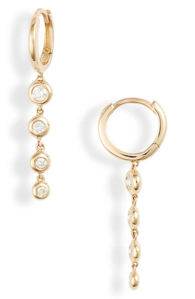 Bony Levy Monaco Bezel Diamond Drop Earrings In Yellow Gold/ Diamond