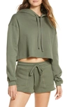 Bella Plus Canvas Solid Crop Hoodie In Military Green