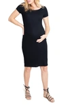 Ingrid & Isabelr Short Sleeve Maternity Dress In Black