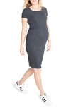 Ingrid & Isabelr Short Sleeve Maternity Dress In Heather Grey