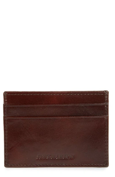 Johnston & Murphy Leather Card Case In Brown