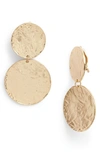 Karine Sultan Aimee Large Disc Clip Earrings In Gold