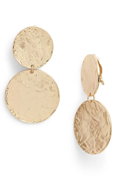 Karine Sultan Aimee Large Disc Clip Earrings In Gold