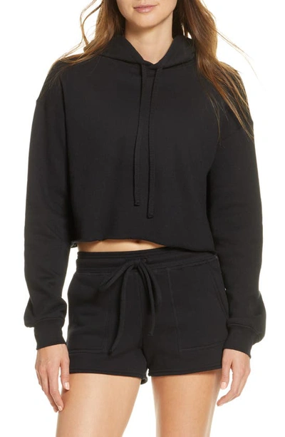 Bella Plus Canvas Solid Crop Hoodie In Black