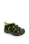 Keen Babies' Newport H2 Water Friendly Sandal In Black/ Lime Green