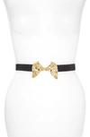 Raina Harvey Horse Clasp Leather Belt In Navy