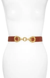 Raina Rider Circle Clasp Leather Belt In Cognac