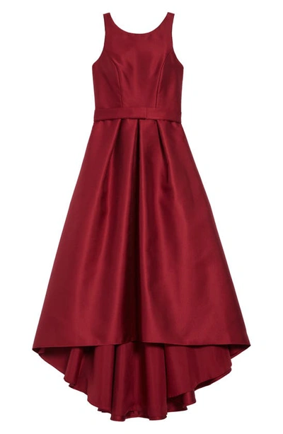 Dessy Collection Kids' High/low Junior Bridesmaid Dress In Burgundy