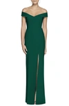 Dessy Collection Off The Shoulder Crossback Gown In Hunter