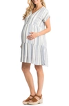 Everly Grey Micaela Maternity/nursing Dress In Denim/ Navy