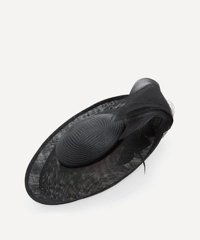 Stephen Jones Wave Winged Straw Hat In Black