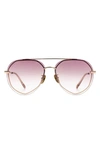 Diff Lenox 61mm Round Flat Front Aviator Sunglasses In Rose Gold/ Crystal Rose