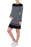 Cache Coeur X Armor Lux C'est La Vie Quimper Long Sleeve Maternity Dress In Marine/ White