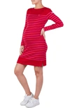 Cache Coeur X Armor Lux C'est La Vie Quimper Long Sleeve Maternity Dress In Red/ Fuschia