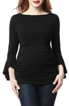 Kimi And Kai Andrea Ruched Maternity Top In Black