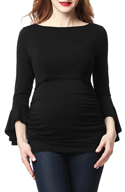 Kimi And Kai Andrea Ruched Maternity Top In Black