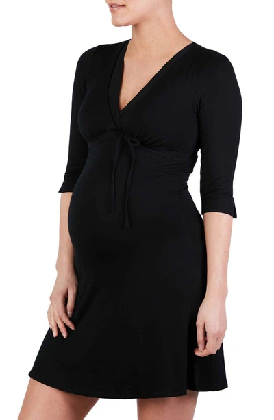 Cache Coeur Maternity Milk 3/4-sleeve Nightgown In Black