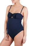 Cache Coeur Maternity Bamboo One-piece Swimsuit In Marine