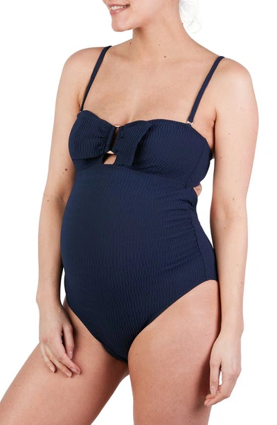 Cache Coeur Maternity Bamboo One-piece Swimsuit In Marine
