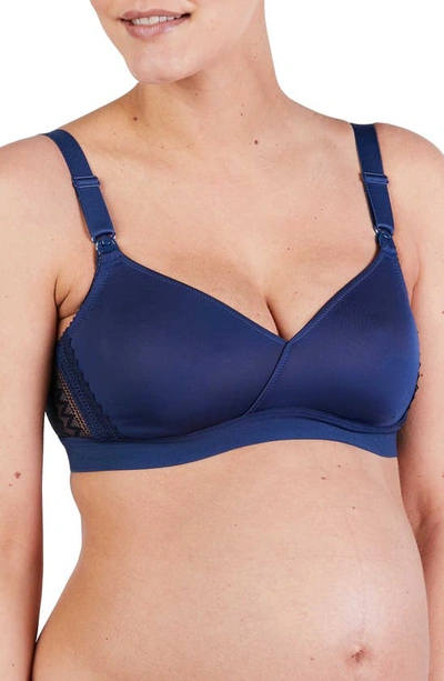 Cache Coeur Serena Wireless Lace Nursing Bra In Marine