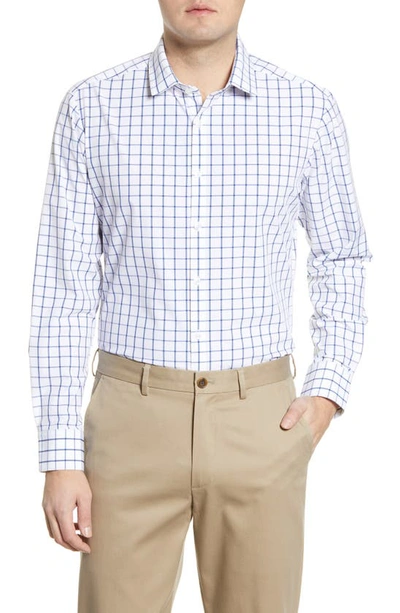 Mizzen + Main Leeward Trim Fit Check Button-up Performance Shirt In Blue