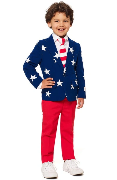 Opposuits Kids' Stars & Stripes Two-piece Suit With Tie In Blue
