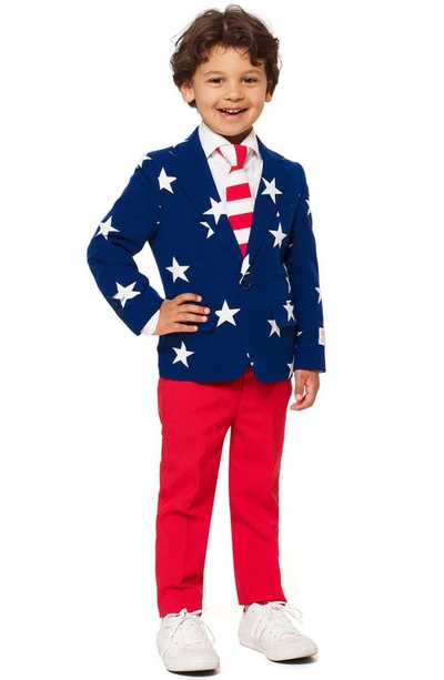 Opposuits Kids'  Stars & Stripes Two-piece Suit With Tie In Blue