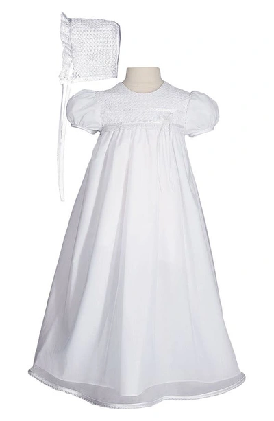 Little Things Mean A Lot Babies' Christening Gown & Hat Set In White