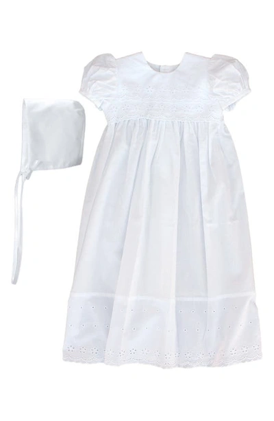 Little Things Mean A Lot Babies' Cotton Eyelet Christening Gown In White