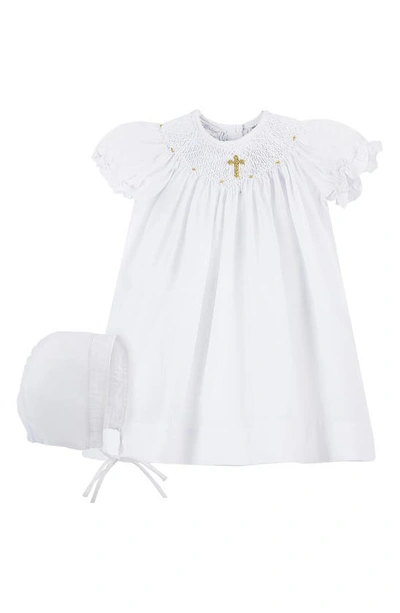 Carriage Boutique Babies' Christening Gown & Bonnet Set In White