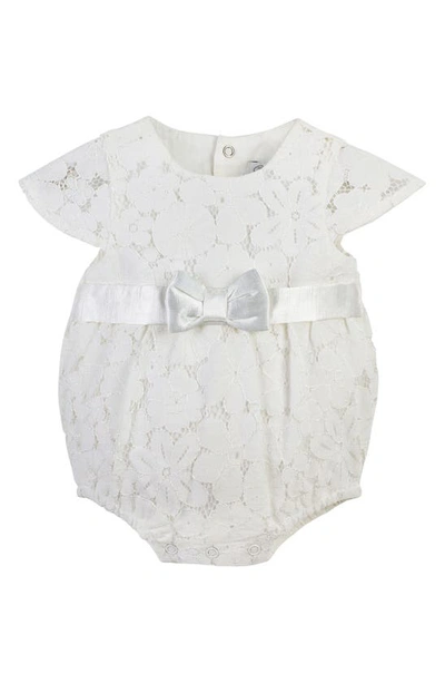 Carriage Boutique Babies' Lace Christening Bubble Bodysuit With Satin Bow In Off White