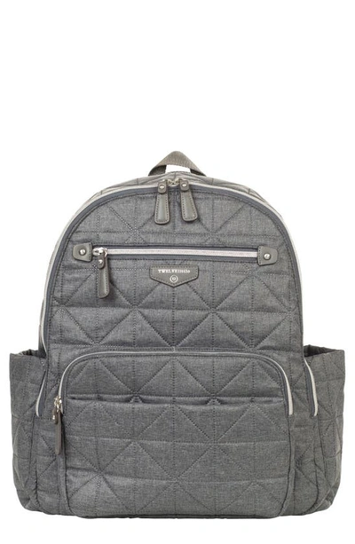 Twelvelittle Companion Quilted Nylon Diaper Backpack In Denim