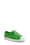 Native Shoes Kids' Jefferson Water Friendly Slip-on Vegan Sneaker In Grasshopper Green/ Shell White