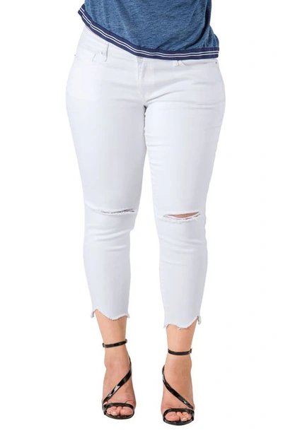 Standards & Practices Tessa Chewed Hem Stretch Skinny Jeans In White