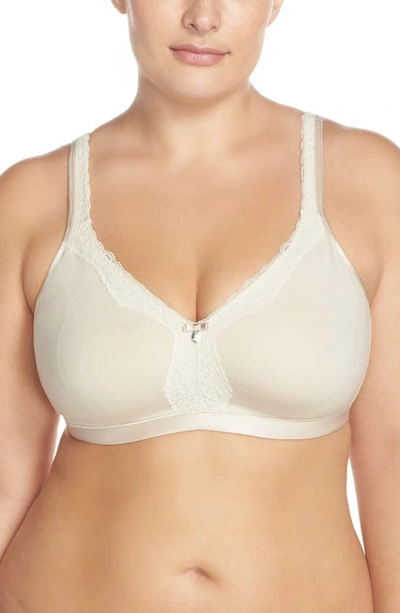 Curvy Couture Cotton Luxe Wire-free Bra In Natural