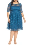 Kiyonna Women's Plus Size Luna Lace Dress In Crazy About Blue